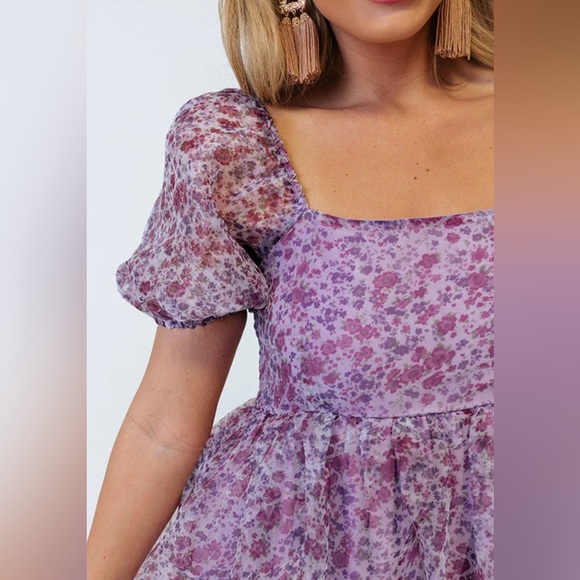 Sweet Stolen Moments Floral Babydoll Dress in Heirloom Lilac - Picture 2 of 10